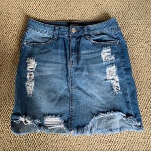 Ripped jean skirt